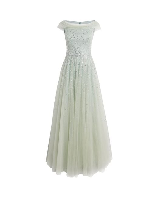 Jenny Packham White Tulle Embellished Shayla Gown