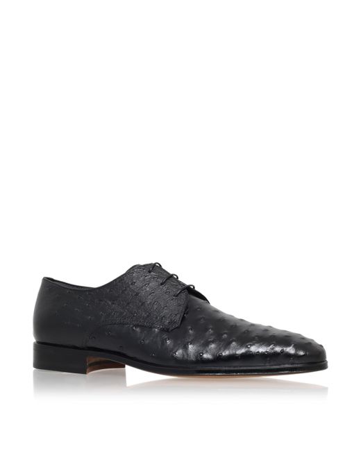 Stemar Black Ostrich Derby Shoes for men