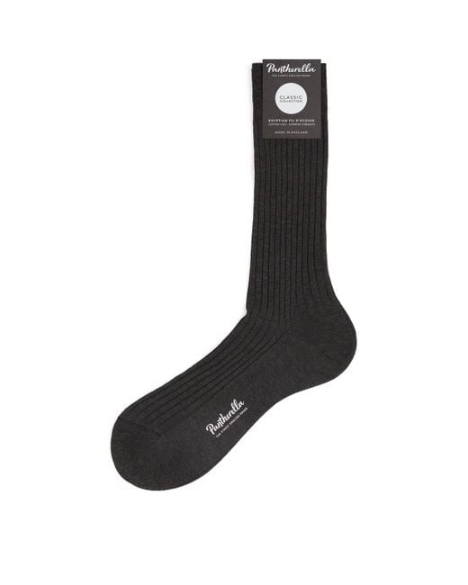 Pantherella Black Ribbed Danvers Socks for men