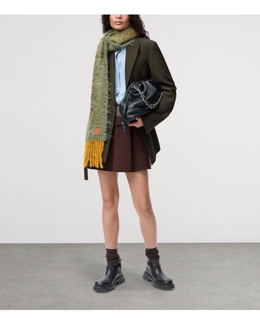 Loewe Brown Wool-Silk Pleated Mini Skirt