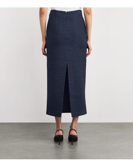 Roland Mouret Blue Bouclé Midi Skirt