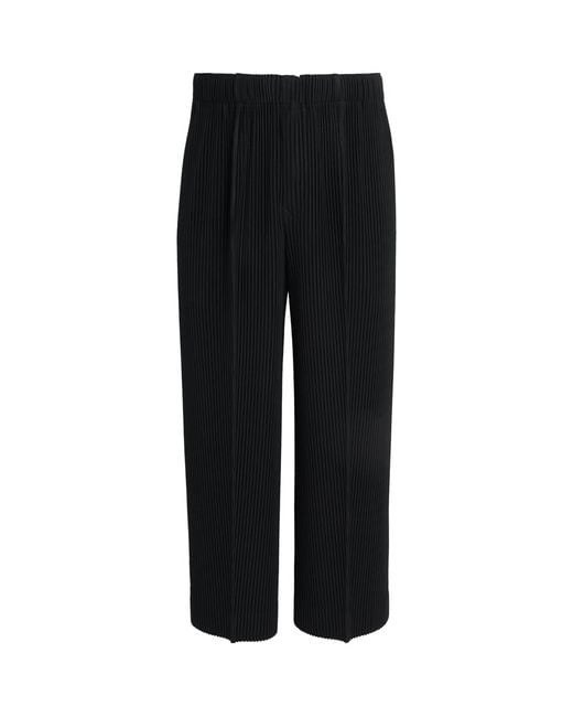 Homme Plissé Issey Miyake Black Cropped Wide-Leg Trousers for men