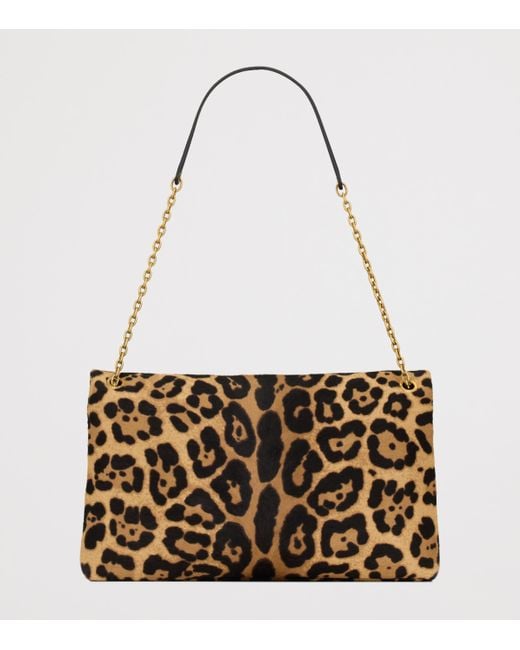 Saint Laurent Metallic Cassandre Envelope Leopard Chain Wallet