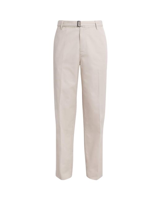 Emporio Armani Gray Cotton-Silk Belted Trousers for men
