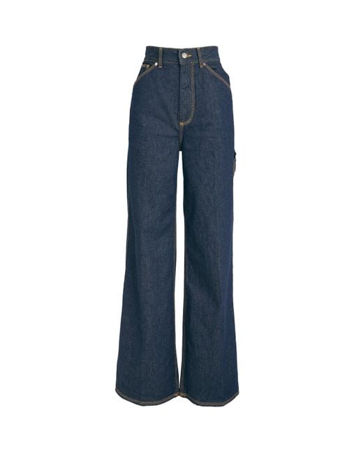 Sandro Blue Flared Wide-Leg Jeans