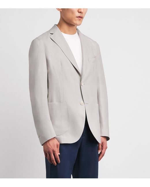 Eleventy Gray Cashmere-Silk Single-Breasted Blazer for men