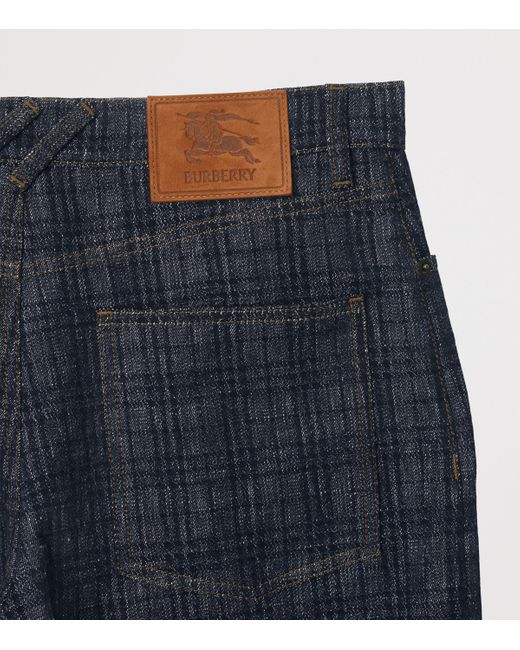 Burberry Blue Check Denim Shorts for men