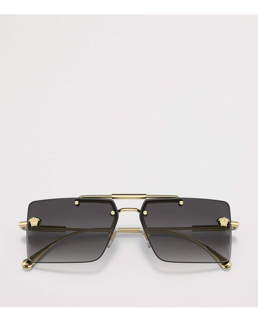 Versace Gray Rimless Rectangle Sunglasses