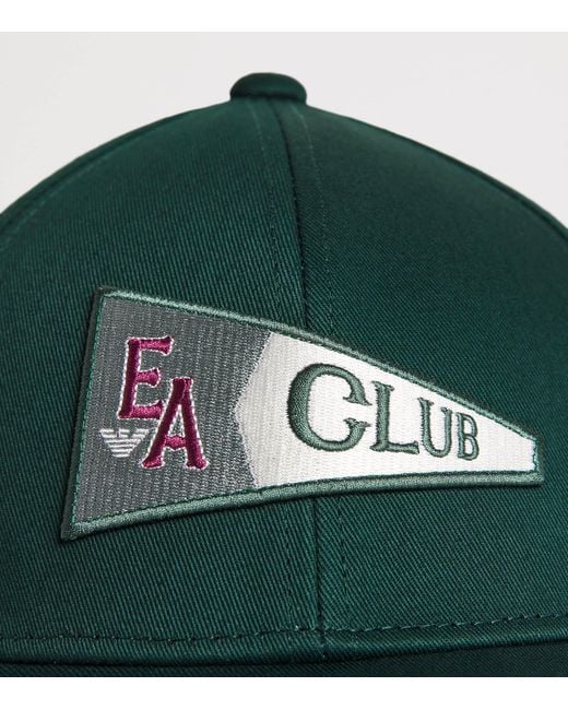 Emporio Armani Green Cotton Patch Baseball Cap for men