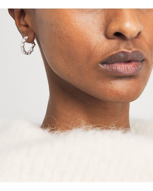 Harrods White And Diamond Hoop Earrings