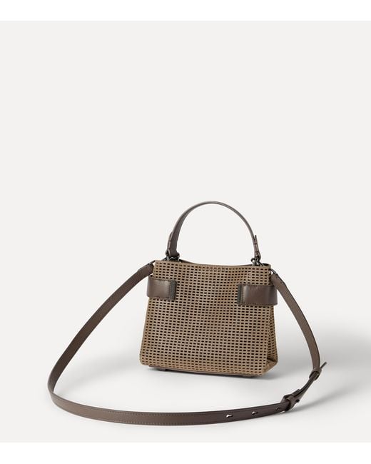 Brunello Cucinelli Brown Small Leather Essence Top-Handle Bag