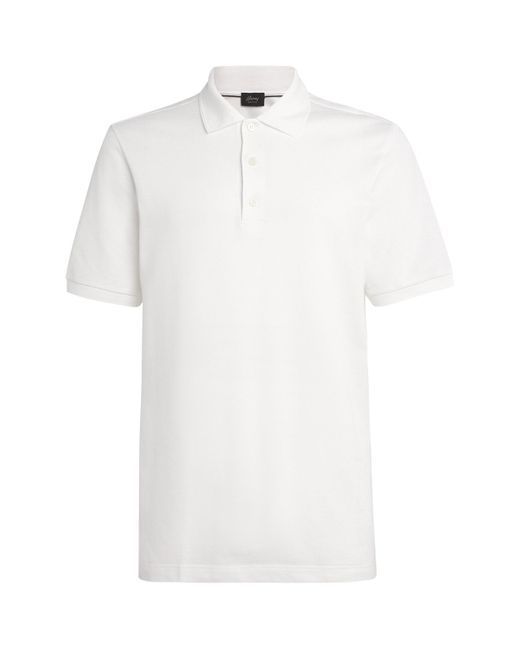Brioni White Piqué Cotton Polo Shirt for men