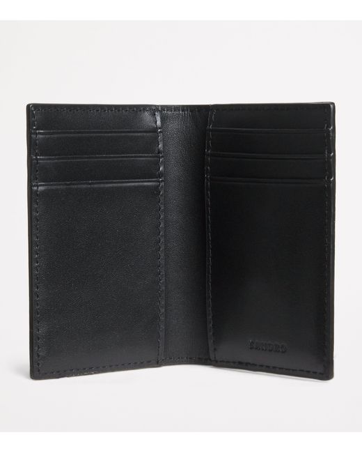 Sandro Black Faux Leather Bifold Card Holder for men