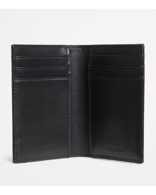 Sandro Black Faux Leather Bifold Card Holder for men