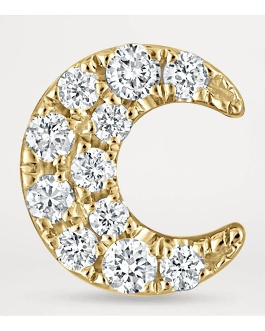 Maria Tash Metallic Diamond Moon Single Threaded Stud Earring