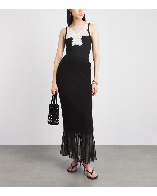 Claudie Pierlot Black Rib-Knit Maxi Skirt