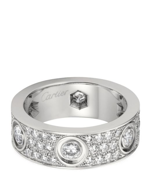 Cartier Metallic White Gold And Diamond Love Ring