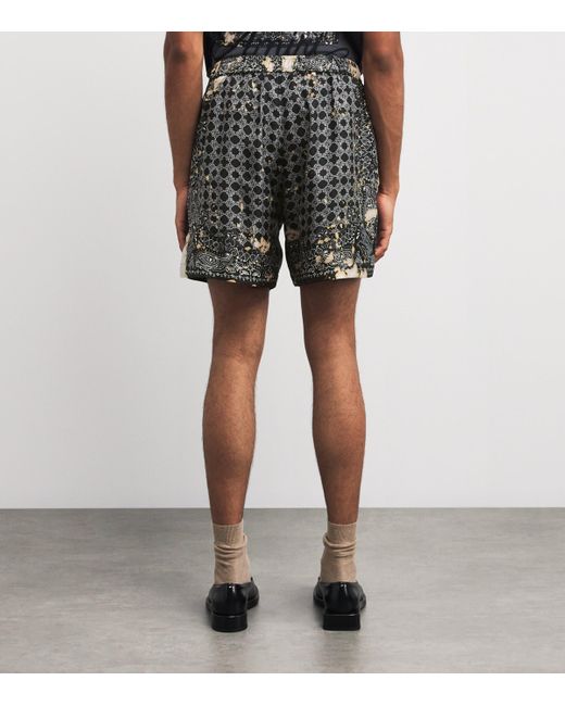 Amiri Gray Silk Bleached Bandana Print Shorts for men