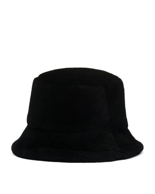 Prada Black Shearling Bucket Hat for men