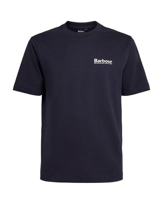 Barbour Blue Cotton Logo T-Shirt for men
