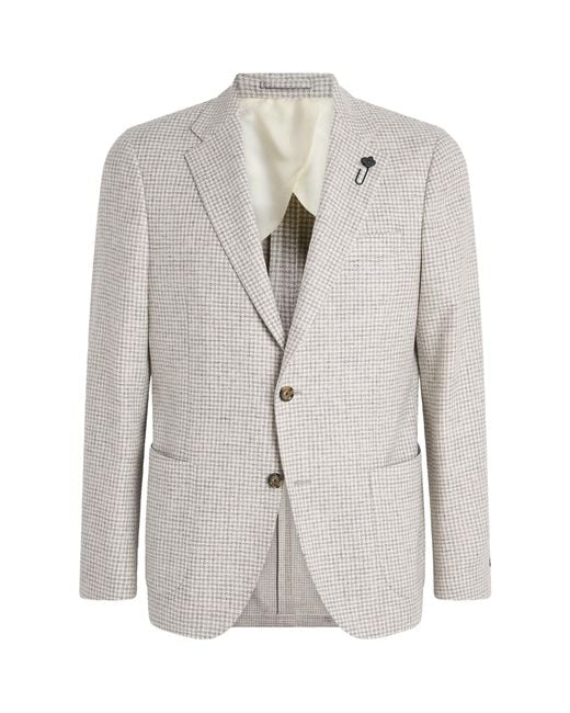 Lardini White Wool-Cashmere Check Blazer for men