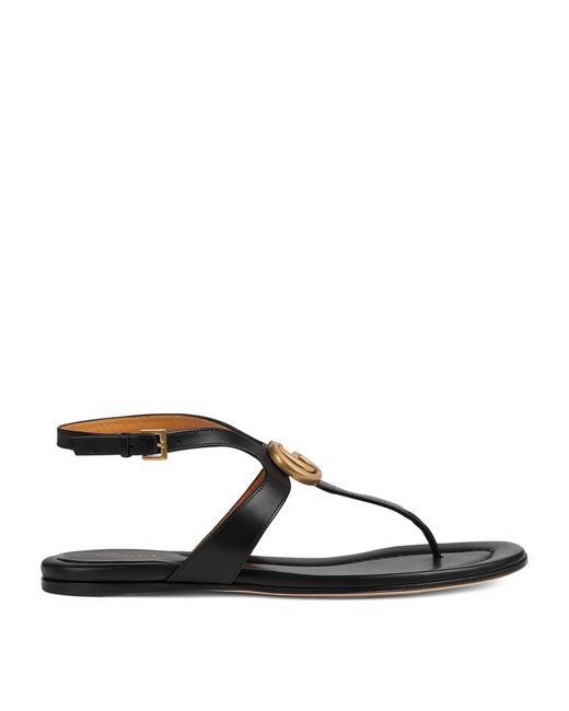 Gucci Brown Leather Double G Sandals
