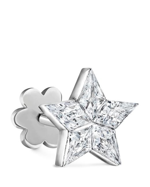 Maria Tash White Invisible Set Diamond Star Threaded Stud Earring