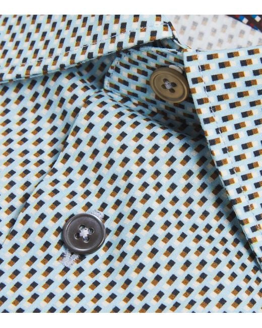 Paul Smith Blue Patterned Tailored-Fit Shirt for men