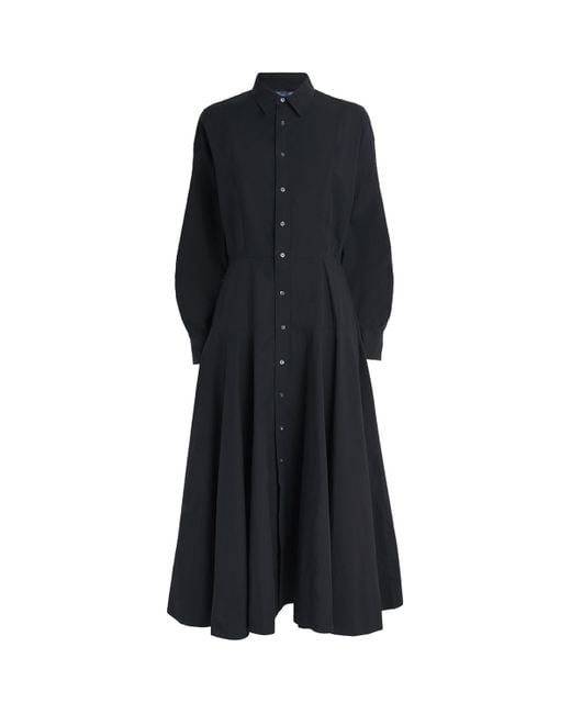 Polo Ralph Lauren Black Cotton Midi Shirt Dress