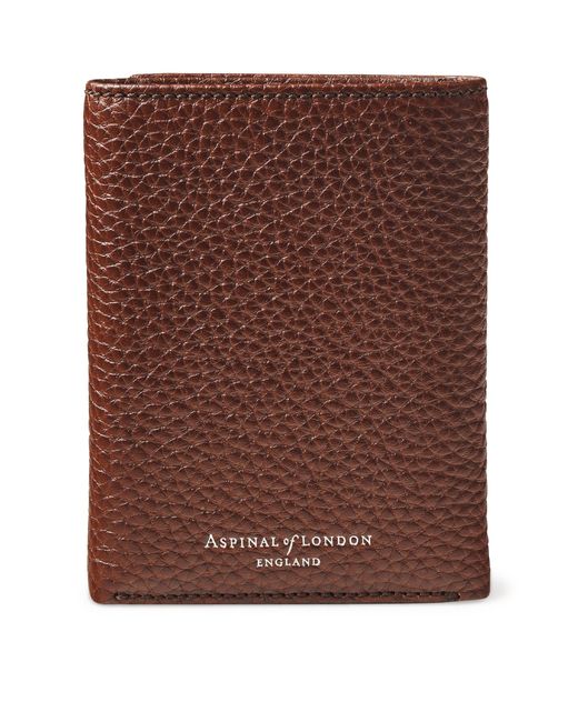 Aspinal Brown Leather Trifold Wallet for men