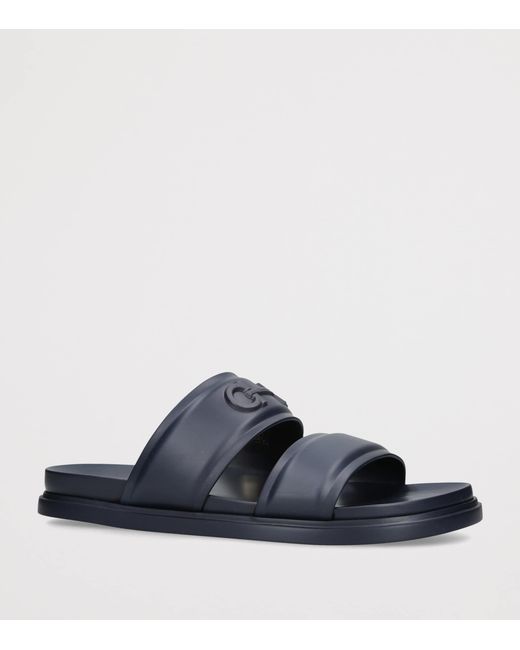Ferragamo Blue Leather Gancini Sandals for men