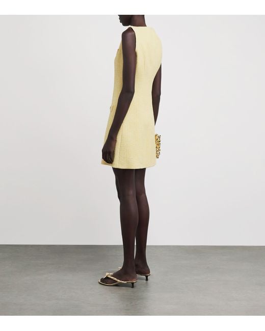 Maje Yellow Tweed Tailored Mini Dress