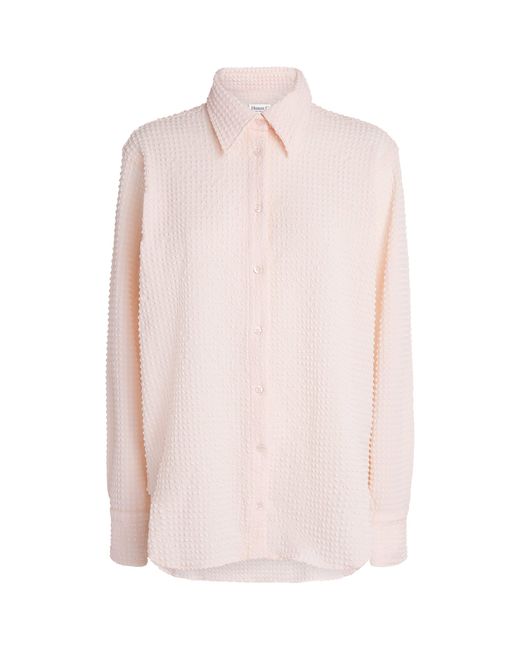 Hunza G Pink Seersucker Resort Shirt
