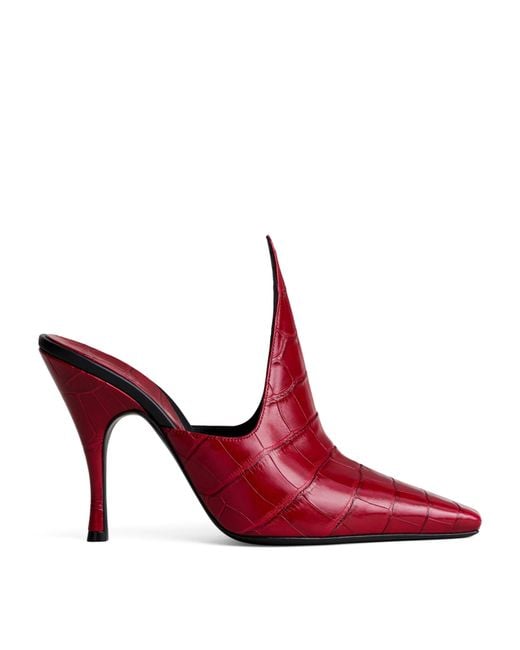 Alaïa Red Croc-Effect Pointy Mules100