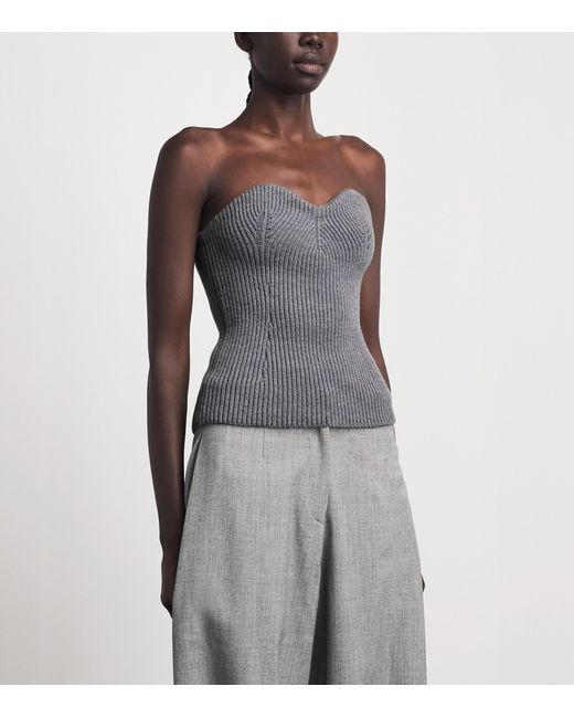 Jil Sander Gray Wool-Blend Bustier Top