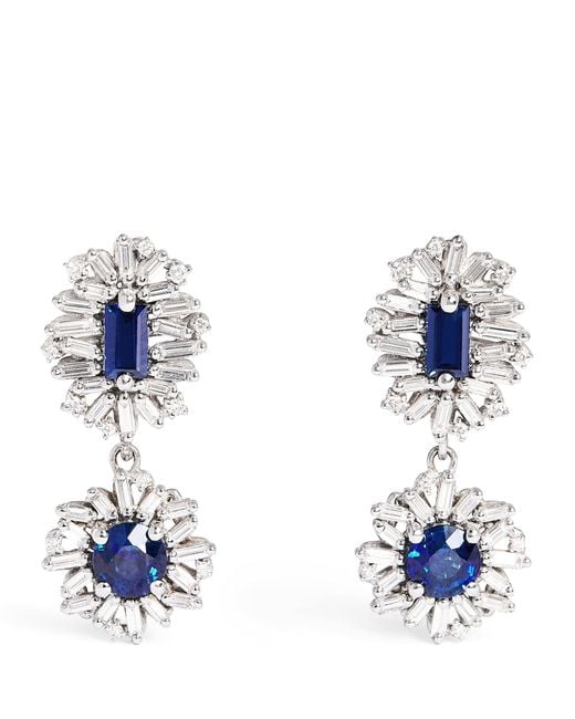 Suzanne Kalan Blue Diamond And Sapphire One Of A Kind Drop Earrings