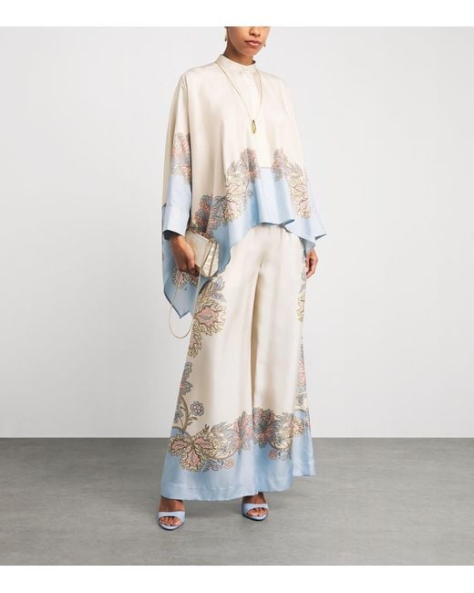 LaDoubleJ Blue Silk Printed Foulard Blouse