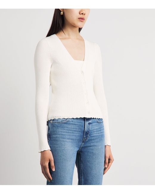 PAIGE White Knitted V-Neck Crimson Cardigan