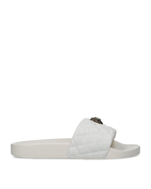Kurt Geiger White Quilted Meena Eagle Slides