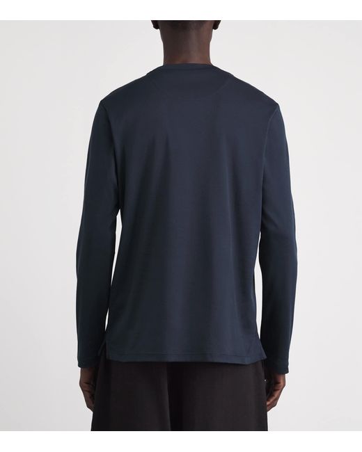 Brioni Blue Cotton Long-Sleeve T-Shirt for men
