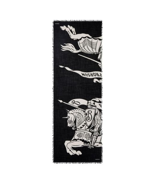 Burberry Black Wool Wide Ekd Scarf