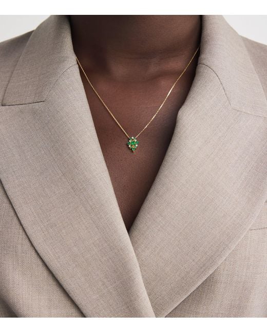 Suzanne Kalan Metallic Diamond And Emerald La Fantaisie Necklace