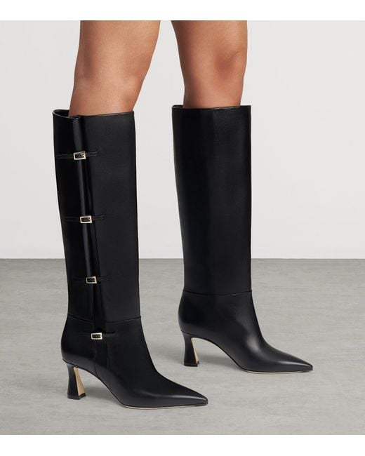 Malone Souliers Black Nappa Leather Nolan Knee-High Boots 70