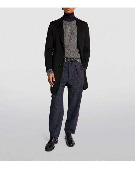 Giorgio Armani Black Cashmere Single-Breasted Coat for men