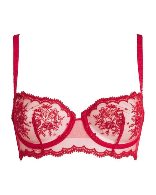 Simone Perele Red Lace Intrigue Half-Cup Bra