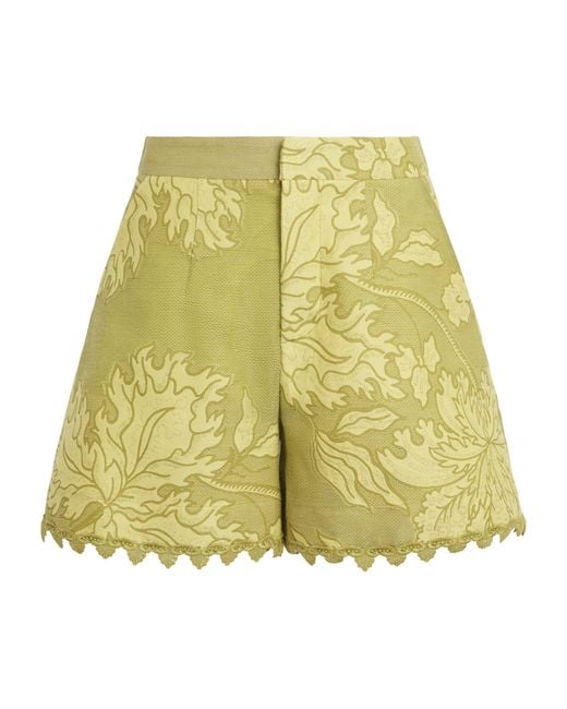 LaDoubleJ Yellow Cotton-Silk Jacquard Shorts