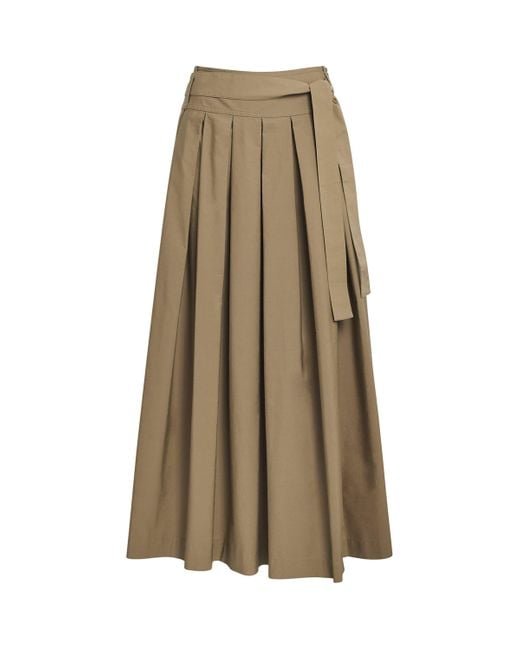 Weekend by Maxmara Natural Cotton Pleated Maxi Skirt