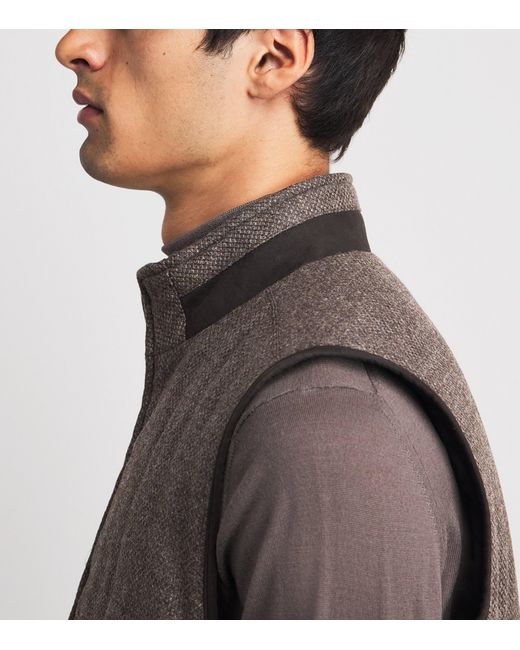 Corneliani Brown Wool-Cashmere Reversible Gilet for men