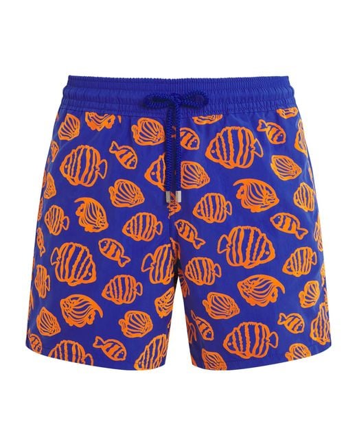 Vilebrequin Blue Fish Print Moorea Swim Shorts for men