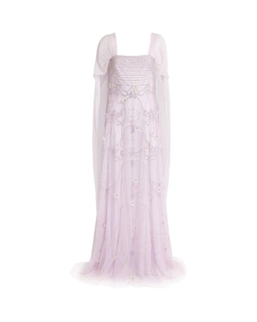 Georges Hobeika Purple Embellished Floral Gown